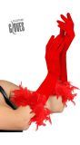 Gala handschoenen met veren rood