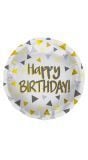 Gele driehoeken verjaardag folieballon