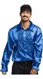 Glanzende disco blouse heren blauw