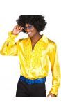 Glanzende disco blouse heren geel