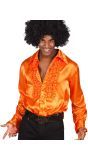 Glanzende disco blouse heren oranje
