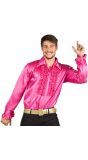 Glanzende disco blouse heren roze