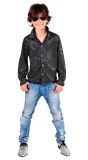 Glitter disco blouse zwart kinderen