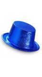 Glitter hoge hoed blauw