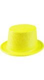 Glitter hoge hoed neon geel
