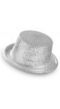 Glitter hoge hoed zilver