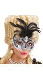 Glitter oogmasker met veren zwart zilver