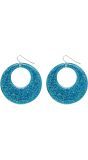 Glitter oorbellen blauw