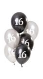 Glossy black 16 jaar ballonnen 6 stuks