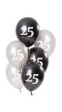 Glossy black 25 jaar ballonnen 6 stuks
