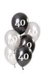 Glossy black 40 jaar ballonnen 6 stuks