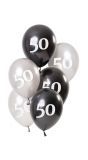 Glossy black 50 jaar ballonnen 6 stuks