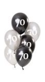 Glossy black 70 jaar ballonnen 6 stuks