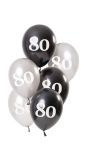 Glossy black 80 jaar ballonnen 6 stuks