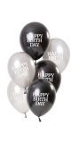 Glossy black happy birthday ballonnen 6 stuks