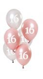 Glossy pink 16 jaar ballonnen 6 stuks