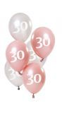 Glossy pink 30 jaar ballonnen 6 stuks