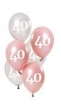 Glossy pink 40 jaar ballonnen 6 stuks