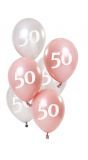 Glossy pink 50 jaar ballonnen 6 stuks