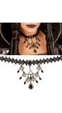 Gothic choker ketting met zwarte steentjes