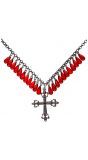 Gothic ketting met kruis rood