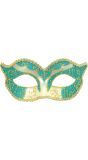 Goud-blauwe glitters hertogin oogmasker