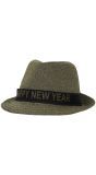 Gouden happy new year fedora hoed