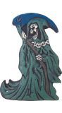 Grafsteen magere hein met blauwe zeis 43 x 32 cm halloween