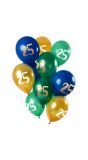Groen gouden 25 jaar ballonnen 12 stuks