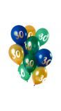 Groen gouden 30 jaar ballonnen 12 stuks