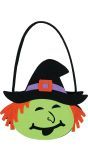 Groene heks snoepemmer met hendel vilt halloween