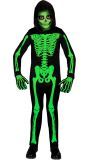 Groene skelet pak skully halloween kind