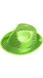 Groene vierkante pailletten hoed