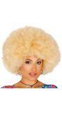 Grote blonde afro pruik