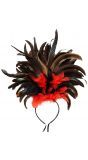 Haarband met veren copacabana rood