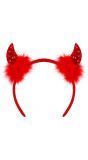 Haarband rode pailletten hoorntjes
