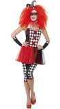 Harlequin dames outfit rood zwart