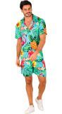 Hawaii zomer pak blauwe flamingo mannen