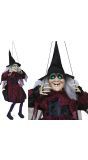 Heks op schommel met licht, geluid en beweging 100 cm halloween