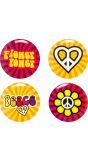 Hippie flower power buttons