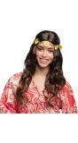 Hippie pruik bruin met bloemen