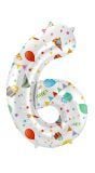 Joyful party print cijfer 6 folieballon