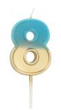 Kaars Retro Cijfer 8 Blauw