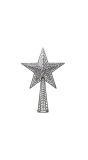 Kerstboom topper ster glitter zilver 27cm