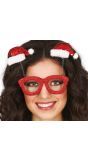 Kerstbril met pailletten en kerstmuts