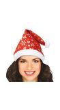 Kerstmuts rood met sneeuwvlok decoratie