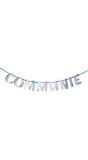 Letterslinger communie jongen blauw zilver