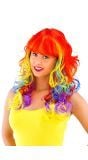 Lindy lang haar pruik krullen regenboog