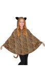 Luipaard poncho met capuchon meisjes