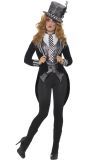 Mad hatter vrouw outfit zwart wit